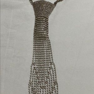 Rhinestone necktie necklace